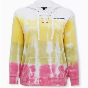 Torrid Eye Roll Multi Tie-Dye Fleece Lace-Up Hoodie